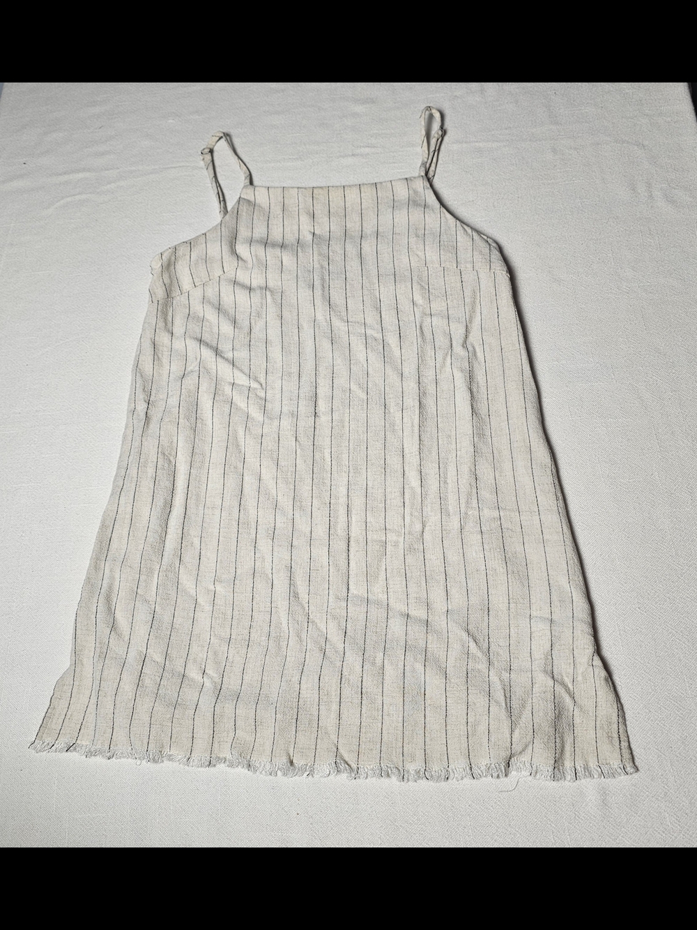 Rusty linen mini dress Women Size Large Oatmeal Stripe